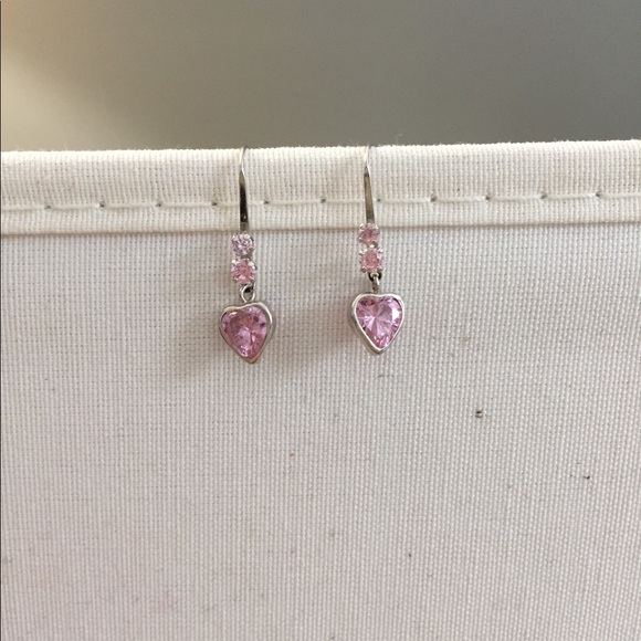 Jewelry - Sterling silver and pink heart earrings